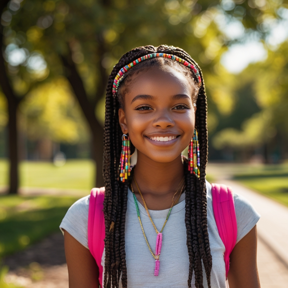 Box Braids with Beads