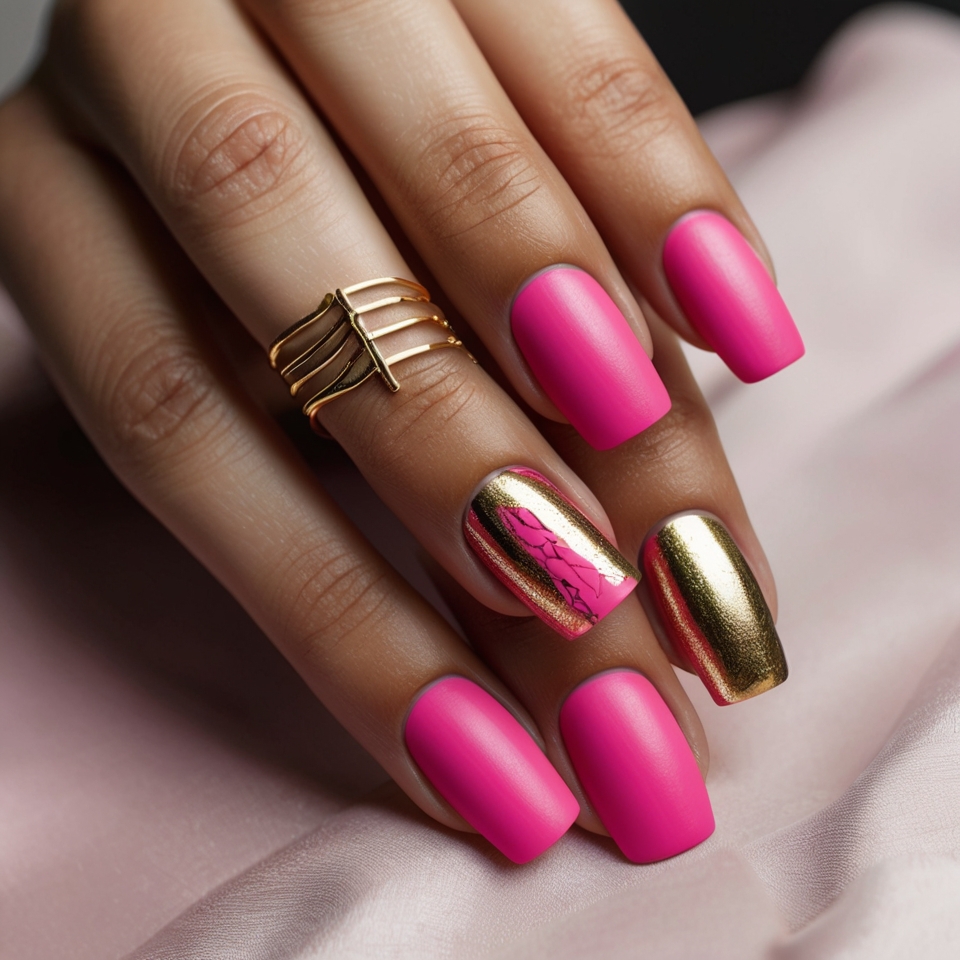 Matte Pink with Gold Foil