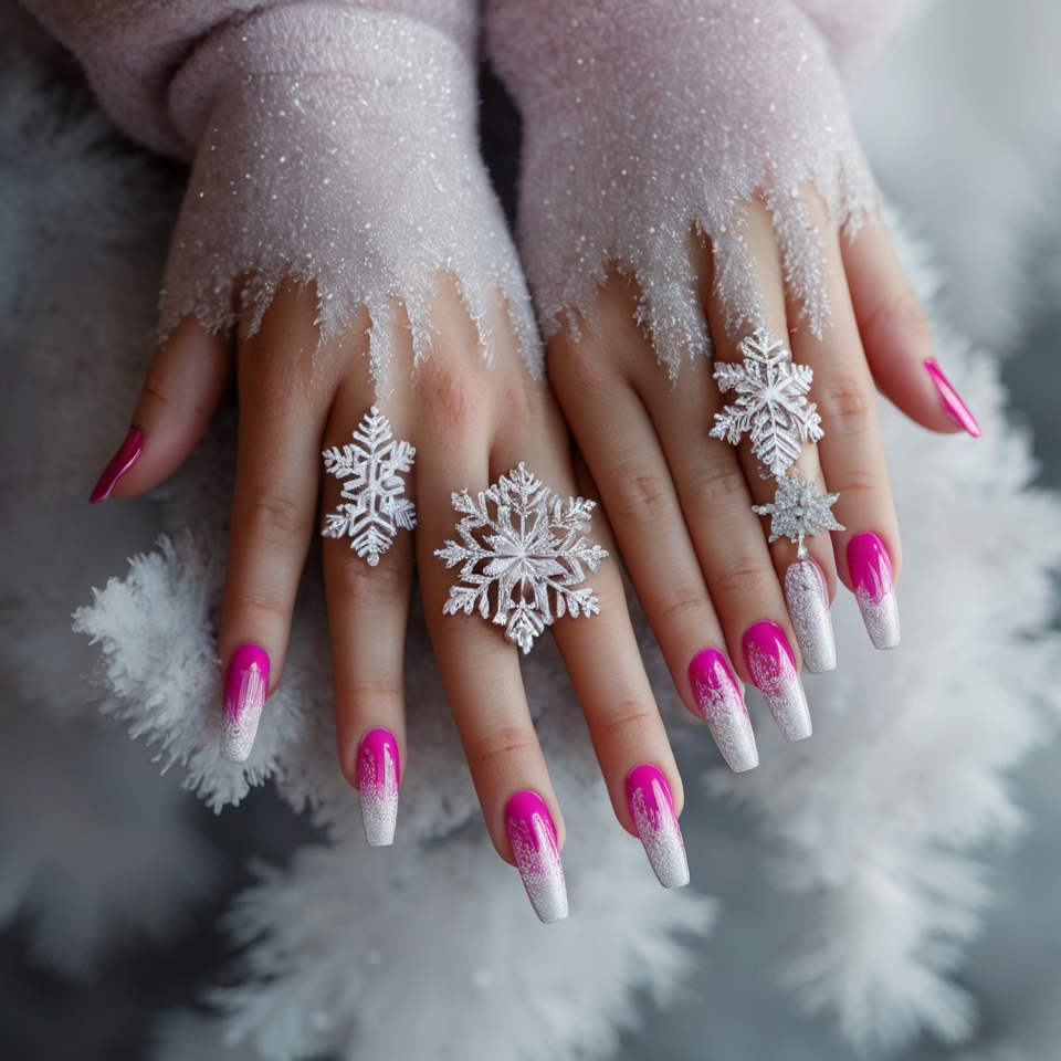 Pink Frosted Nails