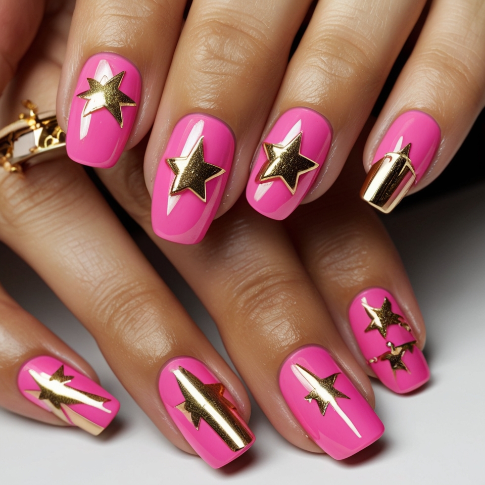 Pink and Gold Star Accents