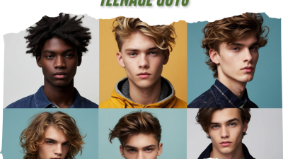 A collage of six teenage boys with different medium to long hairstyles.