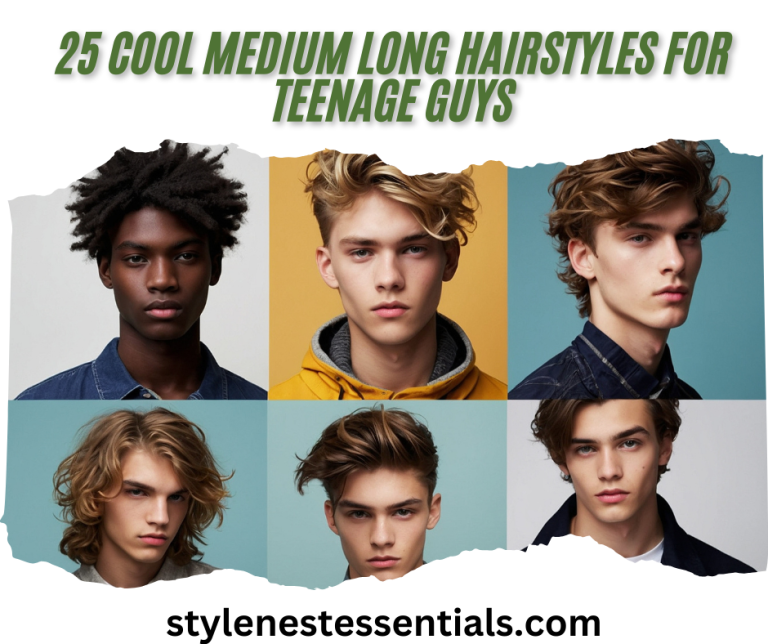 A collage of six teenage boys with different medium to long hairstyles.