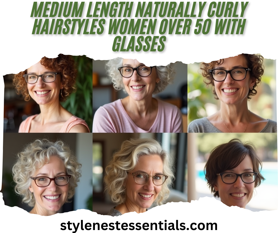 Medium Length Naturally Curly Hairstyles Women Over 50 With Glasses